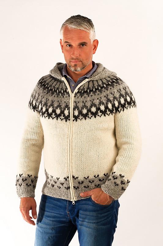 Skipper Wool Cardigan w Hood White