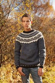 Kit: 20-year Anniversary Sweater Pattern Kit - Blue Adult Sweater - Álafoss - Since 1896