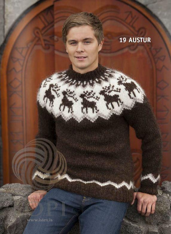 Austur (East) Mens Wool Sweater Brown - Álafoss - Since 1896