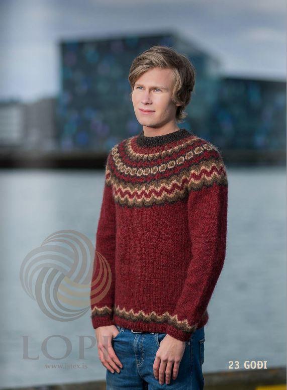 Goði Mens Wool Sweater Red - Álafoss - Since 1896