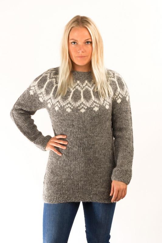 Tight Fit Wool Pullover Grey - Álafoss - Since 1896