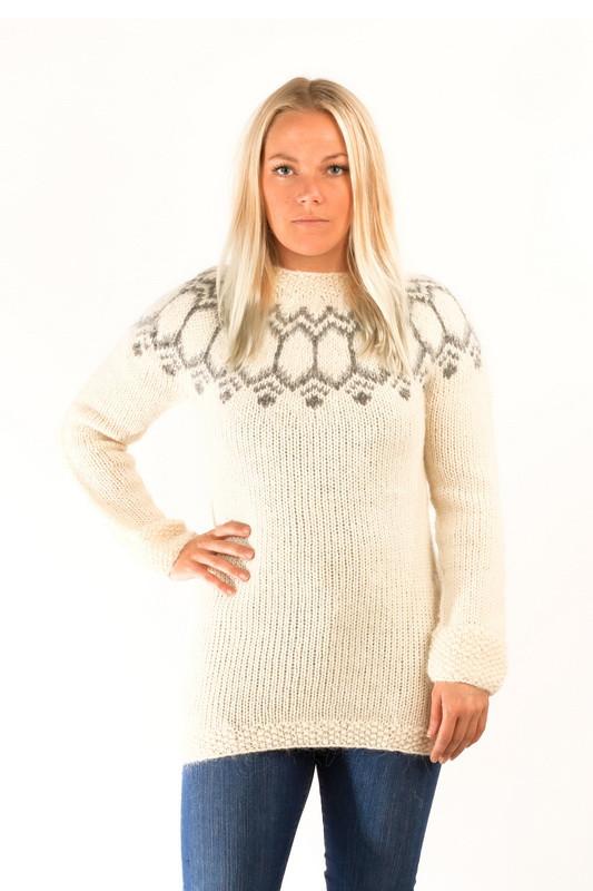 Tight Fit Wool Pullover White - Álafoss - Since 1896