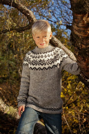 Kit: 20-year Anniversary Sweater Pattern Kit - Grey Children Sweater - Álafoss - Since 1896
